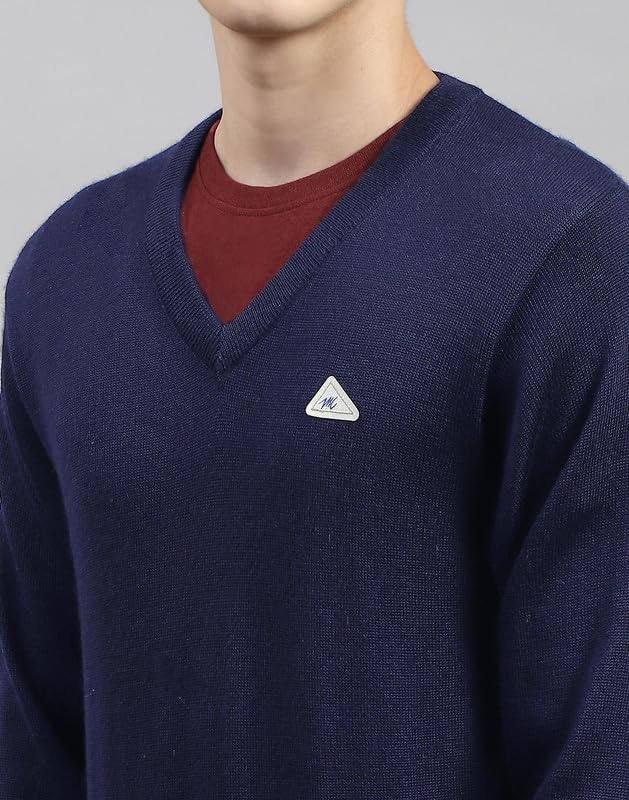 Image of Monte Carlo Shell Solid V Neck Pullover | Warm Woolen Pullover for Men | Soft Comfortable Knitted Winter Wear Sweater for Men's