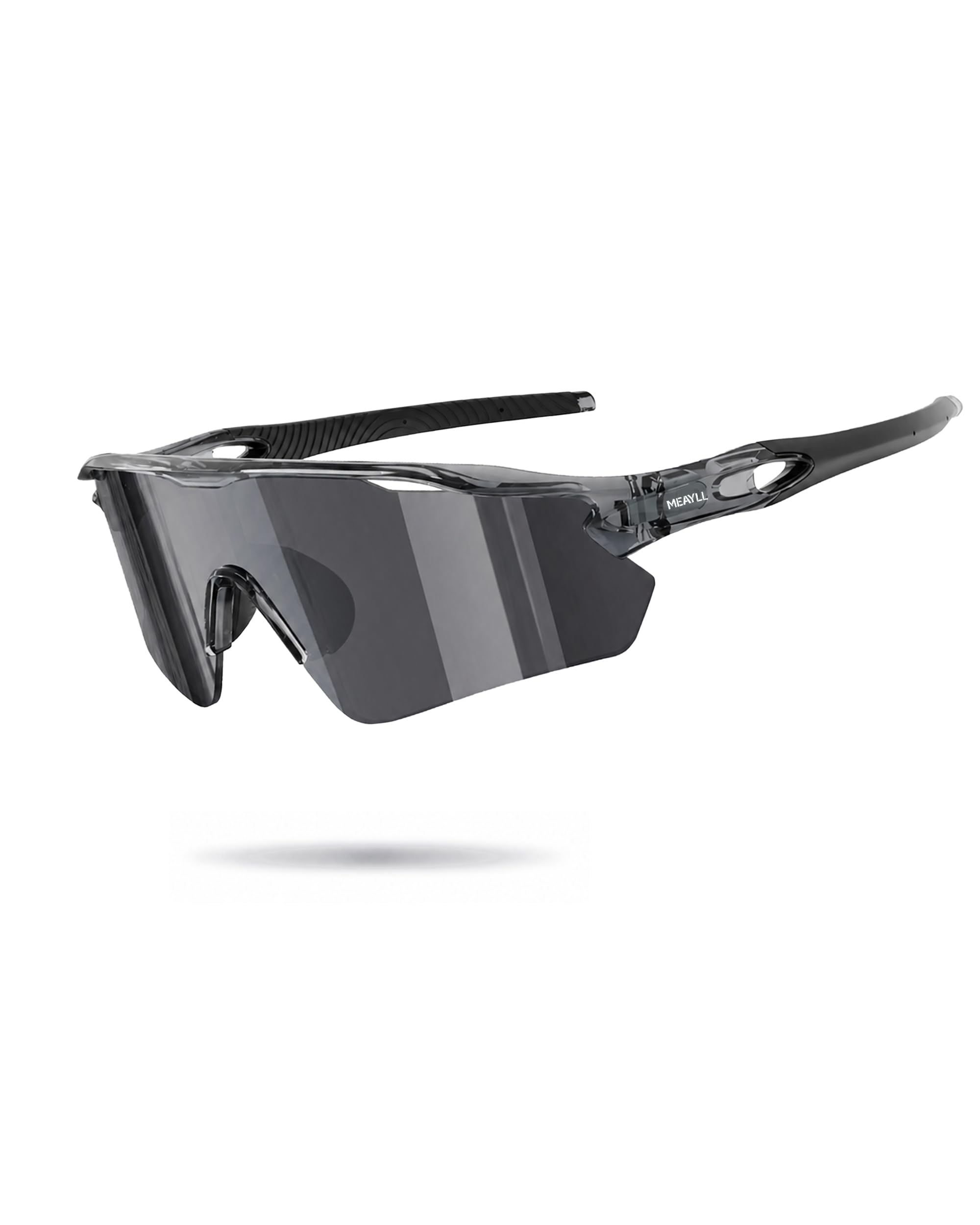 Meayll Fahrradbrille Herren Schnelle Brille Damen | UV400 Sonnenbrille Schutzbrille, TR90 Frame mit Verstellbaren Nasenflügel MTB Sportbrille Laufbrille Sunglasses für Fahrrad Angeln Ebike Laufen