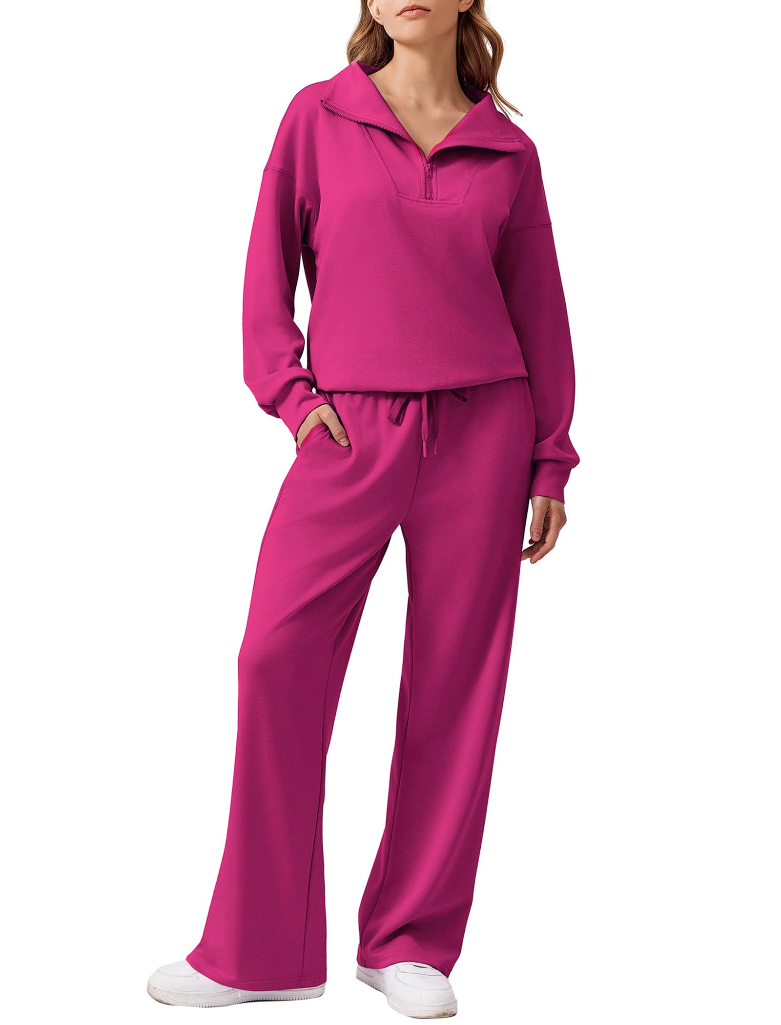 PINSPARK 2 Piece Sets for Women 2024 Fall Outfits Sweatsuit Oversized Sweatshirt Wide Leg Sweatpants Matching Set Tracksuit — view 17