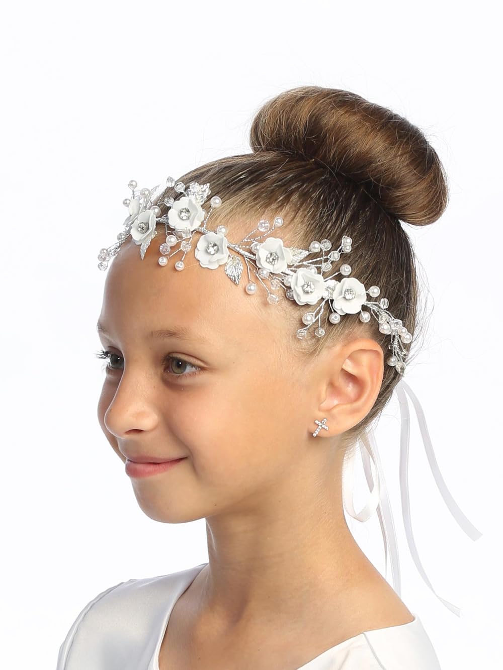 Pink Princess Holy Catholic First Communion Headpiece for Girls - 1st Coronas para Niñas de Primera Comunion