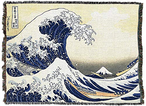 Pure Country Weavers Great Wave of Kanagawa Blanket XL by Katsushika Hokusai - Fine Art Gift Tapestry Throw Woven from Cotton - Made in the USA (82x62)