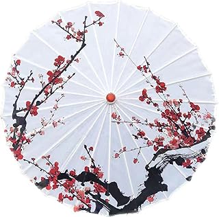 33" Handmade Oiled Parasol Bamboo Silk Umbrella Chinese Japanese Art Classical Dance Umbrella Plum Blossom for Wedding Parties Photography Costumes Cosplay Decoration and Other Events
