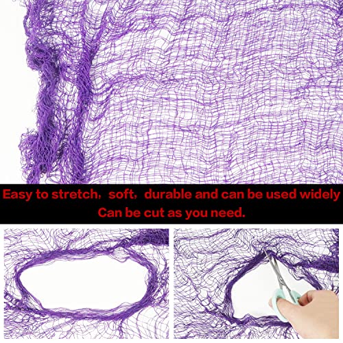 5枚セット ハロウィン 不気味な布装飾 怖いハロウィンガーゼクロス (72 x 30インチ) 不気味な布タペストリー ハロウィンパーティー用品 装飾 屋外 庭 家の壁装飾 (パープル) [1]