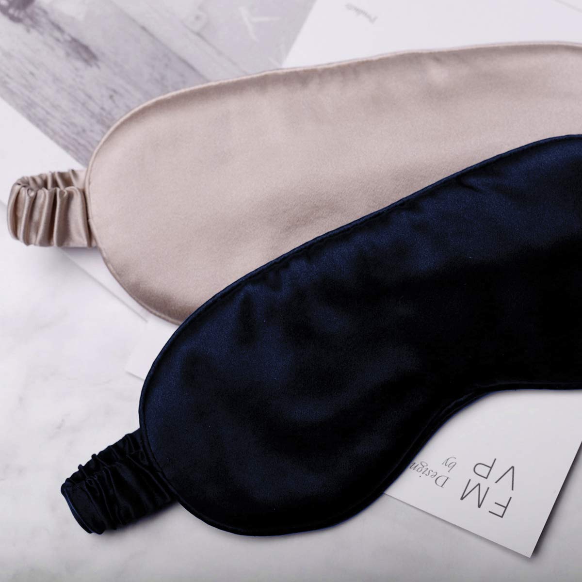 Silk Sleep Mask Light Blocking Luxury 100% Mulberry 19mm Silk Eye Mask Eye Cover Blindfold Ultra Soft Light & Comfy Anti Aging Skin Care with Travel Bag Gift Package: Deep Blue
