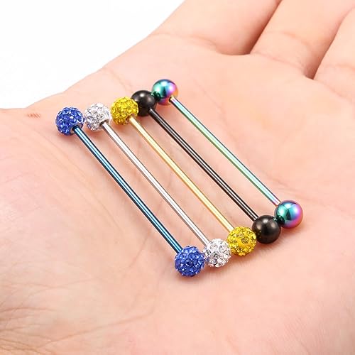 Miniatura 6 de Ruifan Piercings de 14g de acero inoxidable Industrial Barbell para cartílago de la oreja joyería112pulgadas 38mm 5PCS - Style 1#, 5PCS - Style 2#,