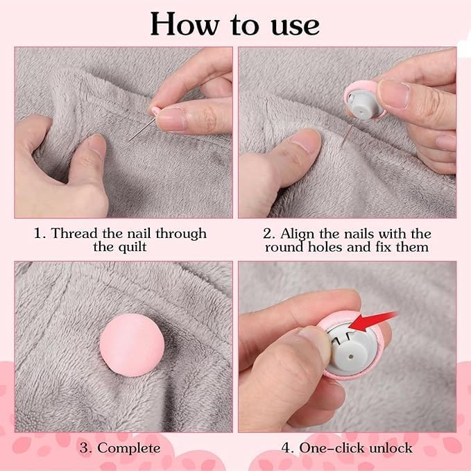 VIPREKHO Quilt Fixing Clips, Duvet Cover Clips,Mushroom Round Fixing Clips with One-Key Unlock for Blanket Bed Sheet Curtain Socks Mattress Covers | Pack of 12, Multicolor 1