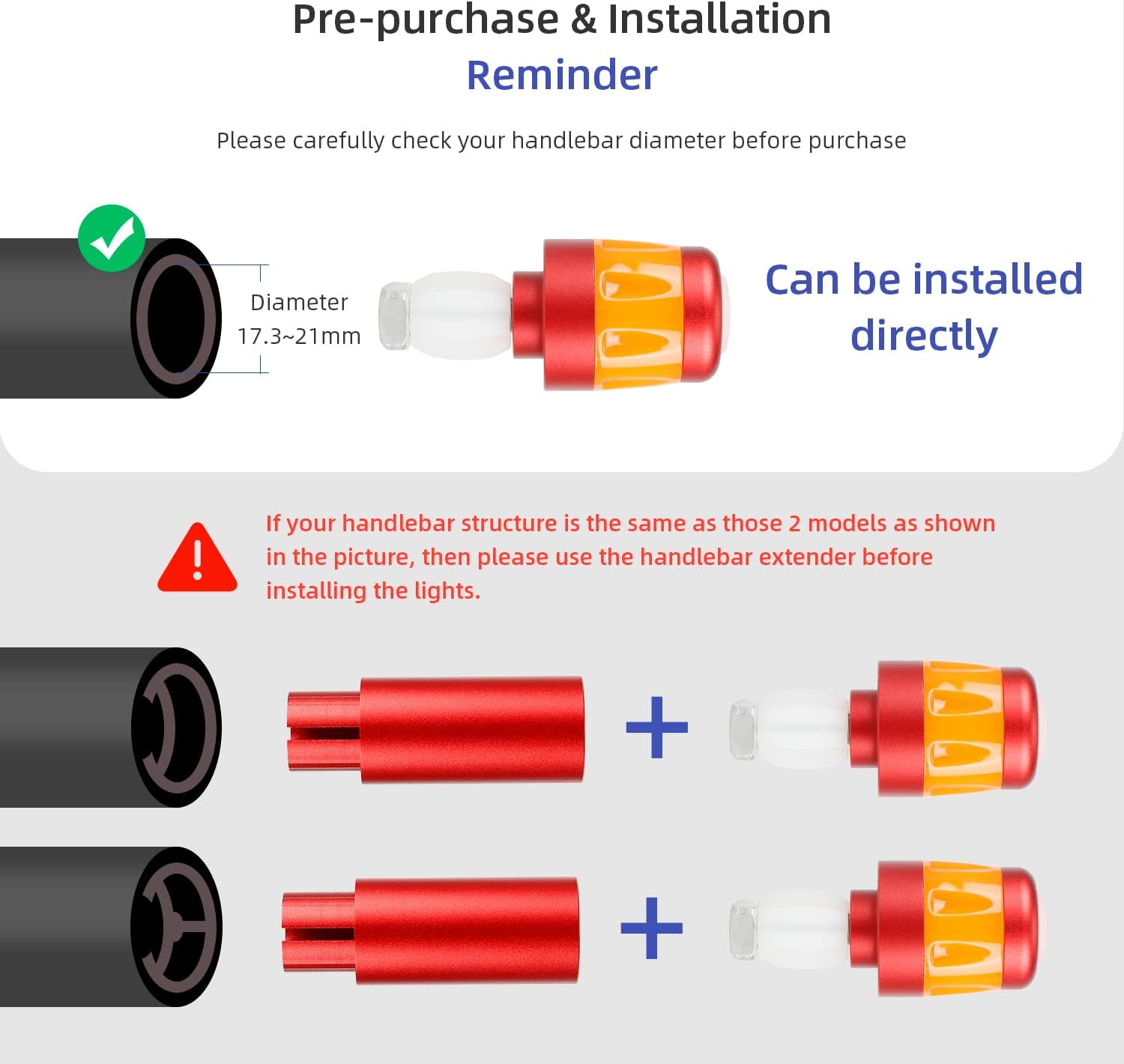 ulip Electric Scooter Handlebar Extender Handle Bar Grips Extension-Turn Signals Direction Indicator Lights for Xiaomi M365 Pro Pro2 1S MI3 and Ninebot ES Series