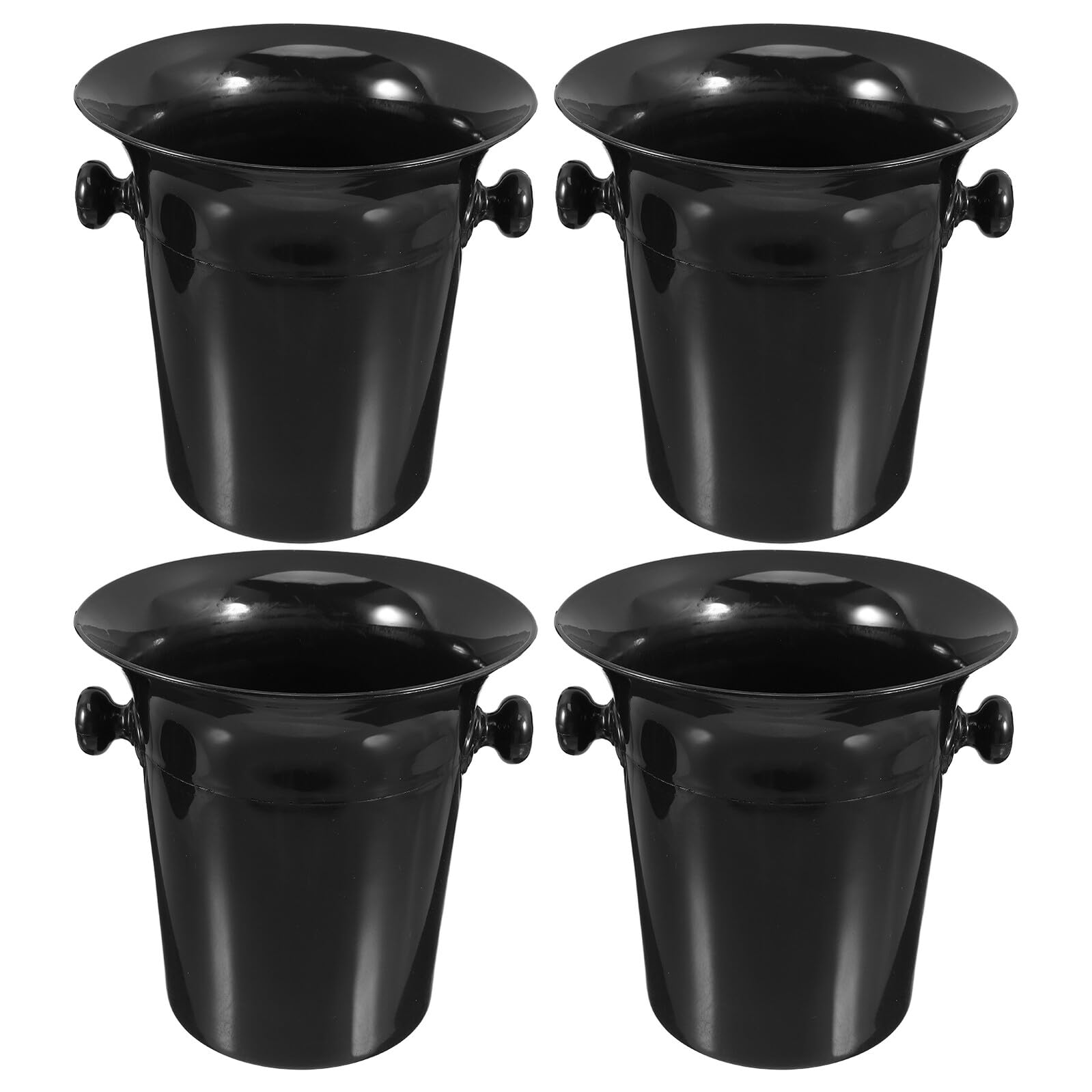 GANAZONO Escupideras de Vino Negras de Plástico Doble Asa, 4 Unidades Redondas, Cubos de Hielo para Fiesta y Experiencia de Cata de Vinos, Utensilios para Bar Occidental