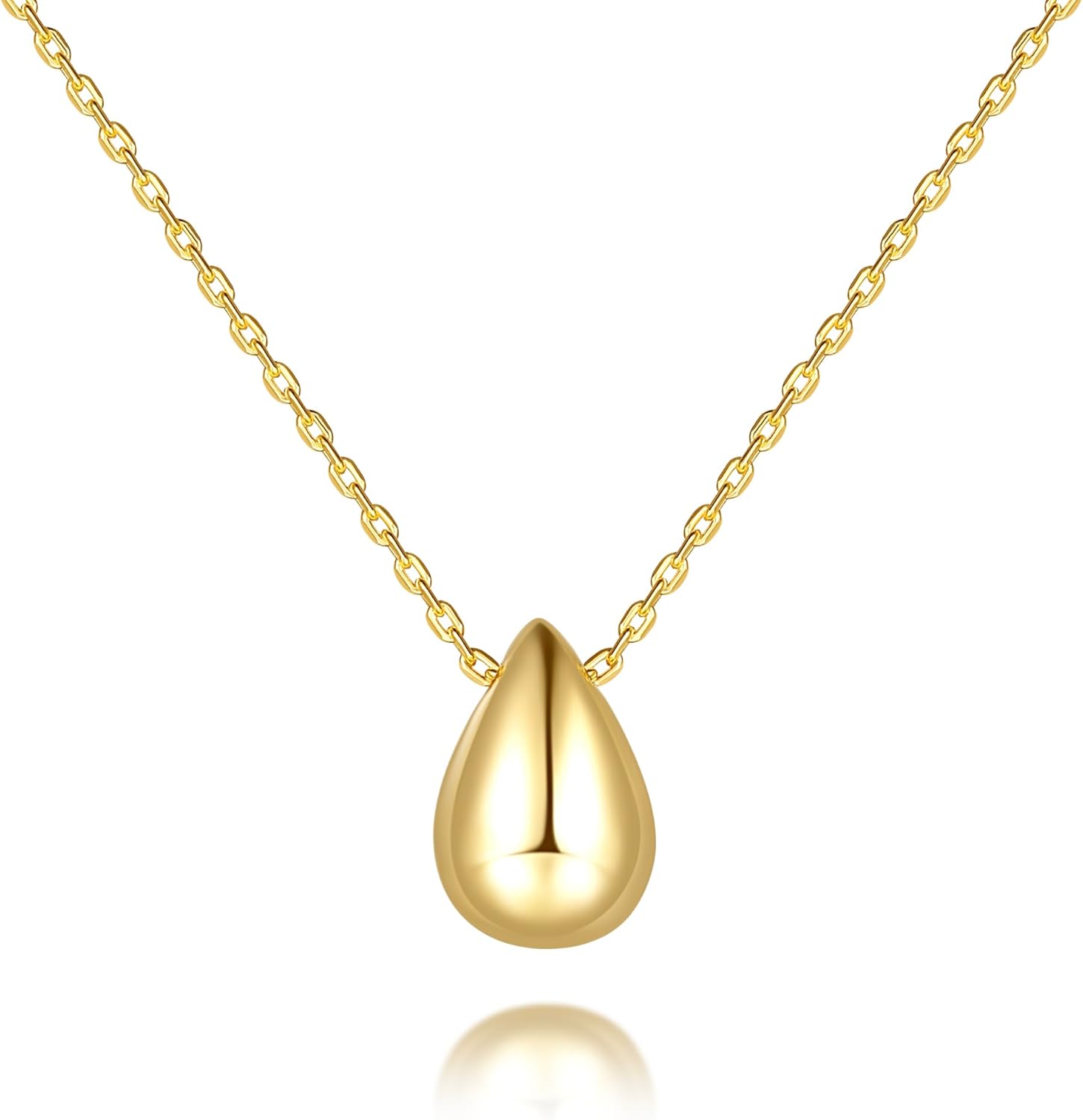 Gold Pendant Necklace for Women 14K Gold Necklaces for Women Teardrop Necklace Minimalist Design and Soft Curves Womens Dainty Necklaces with Pendant