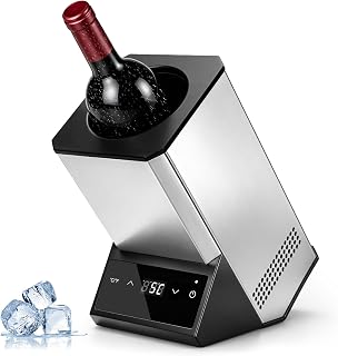87W Edelstahl Weinkühler Elektrisch 750ml, 39dB, 5-18°C, bis Ø9cm, Leise | 24h Dauerbetrieb, Sensor-Touch & LED, Präzisionskühlung ohne Eis, für Wein Champagner Sekt, Geschenk für Weinliebhaber