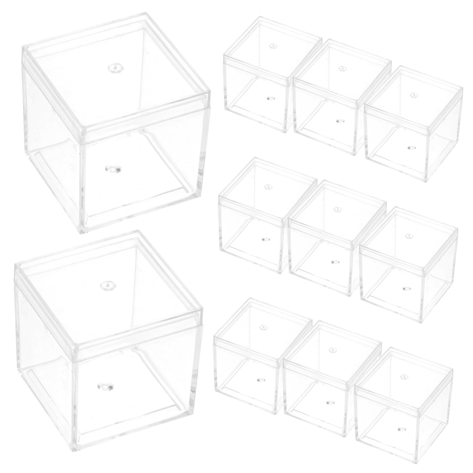 KICHOUSE Food-Grade Plastic Specimen Display Boxes 12pcs Cube Showcases 30ml Capacity for Storage
