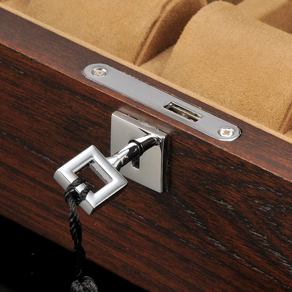 Scatola per Orologi - Coperchio in Vetro, 6 Scomparti, espositore per Orologi e Gioielli, Vassoio Porta bracciali, Organizer con Coperchio in Vetro e 6 Cuscinetti