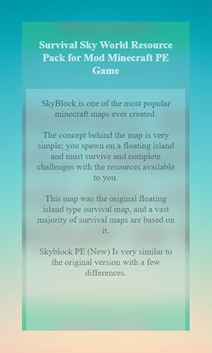 New Survival Sky World Resource Pack For Mod Minecraft Pe Game