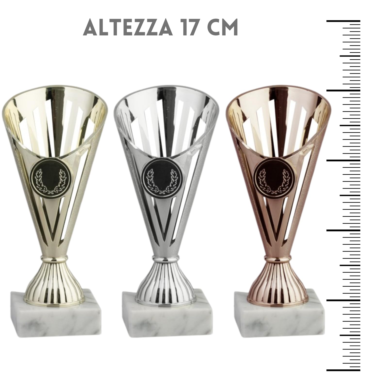 Tris di Premiazioni Personalizzate Coppe e Trofei Sportivi con Targhetta Inclusa Premio per Tutti Gli Sport e Riconoscimento o Fantacalcio