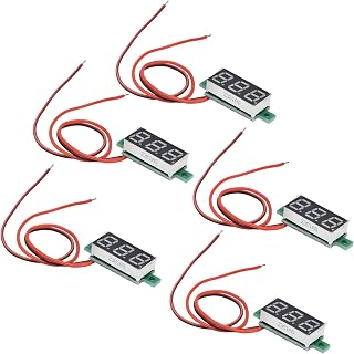 Testador de tensão de display LED, mini voltímetro digital de precisão de 3‰ PCB 0,28 pol. Proteção de conexão reversa Fiação simples para energia móvel (vermelho)