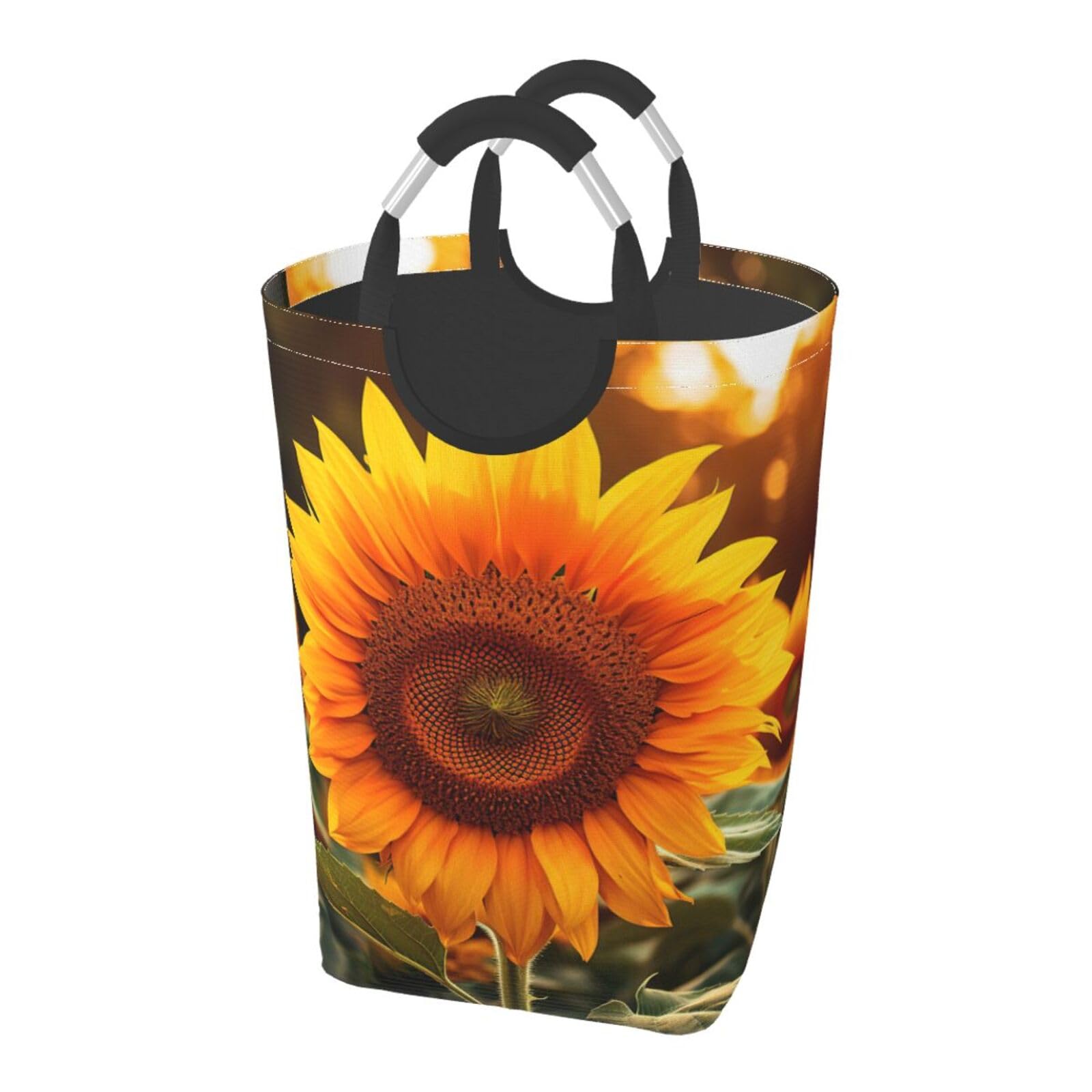 Beautiful Sunflower 1 Print Laundry Hamper Collapsible Baskets With Handle Dirty Clothes Hamper Bag For Dorm Family Bathroom Decor Storage ﻿