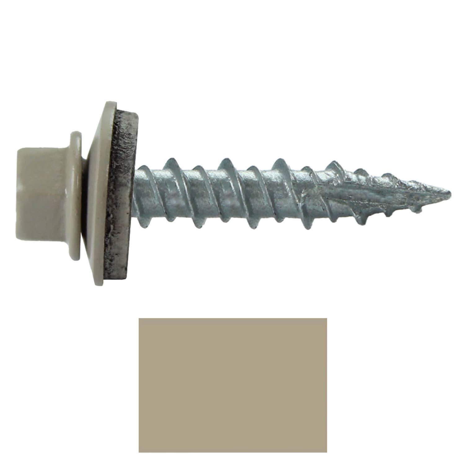 10 x 1 ASH Gray Metal Roofing Screws - Hex Washer Head- Self-Starting/Tapping - EPDM Washer. 1 Bag - 250 Screws
