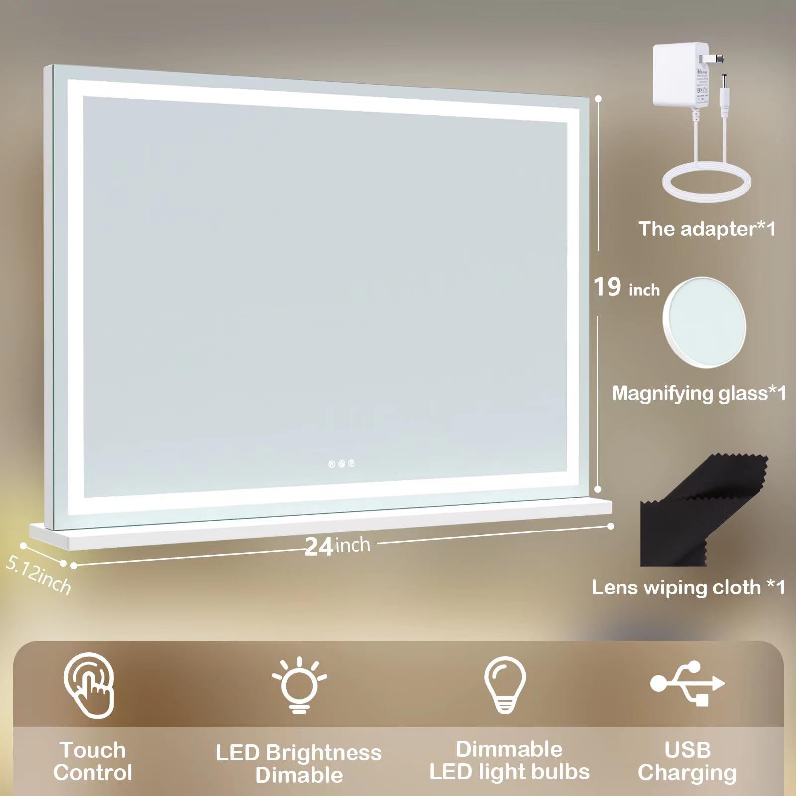 Gvnkvn LED Makeup Vanity Mirror with USB Charging and Magnification