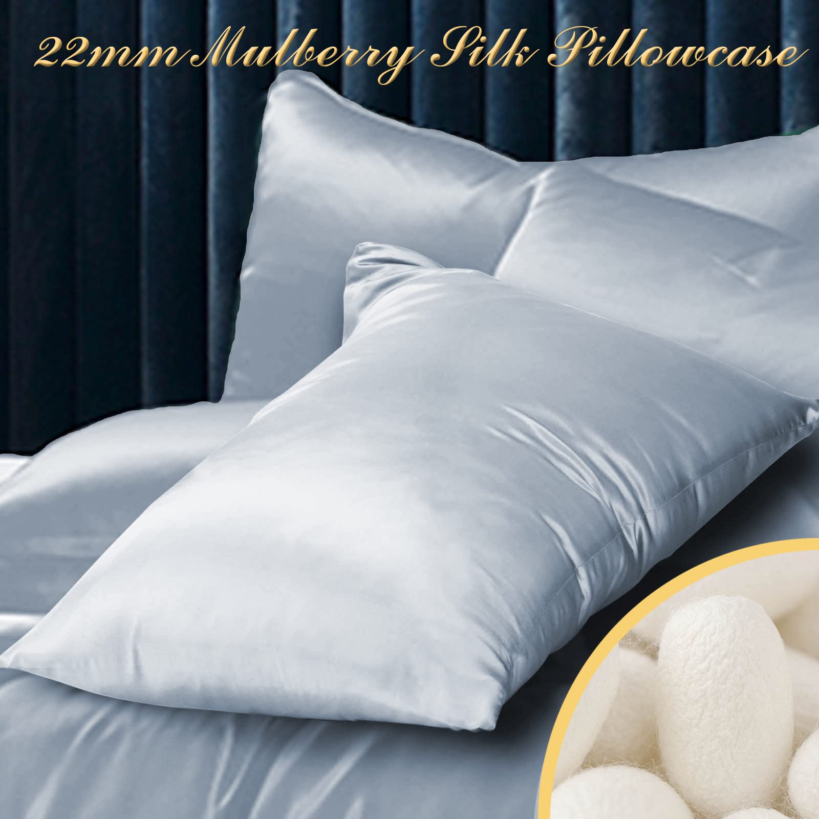 Taie D'oreiller En 100 % Soie De Mûrier Pure Et Véritable Des Deux Côtés Avec Fermeture