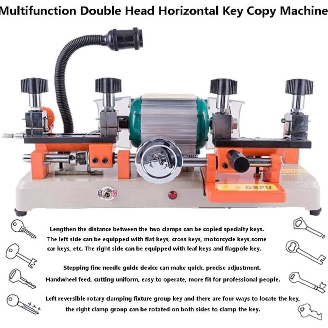 Machine De Découpe De Clés Horizontale (238bs), Machine De Copie De Clés Multifonctionnelle À Double Tête 120 W, Outil De Copie De Clé À Volant, Équipement De Serrurier, pour Équipement