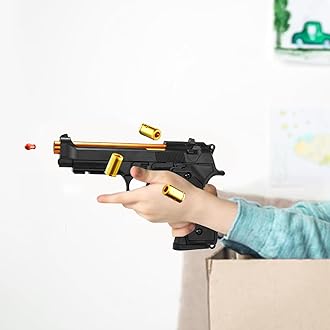 Toy Gun, Children's Soft Toy Guns, 24shells120 Soft Bullets, Empty Shell Toy Guns, Christmas and Birthday Gifts (Black)