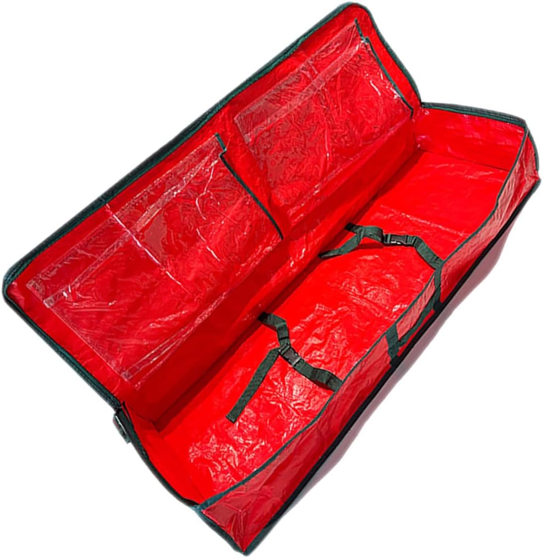 Christmas Tree Storage Bag Large Waterproof Organizer Tote with Handles 120x36x13cm Red Holiday Decor Storage Carrier for Artificial Xmas Trees and Wrapping Paper