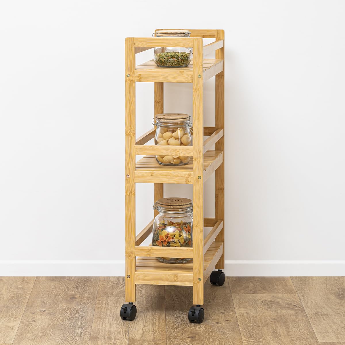 Five – Carrello a 3 livelli, in bambù, altezza 80 cm