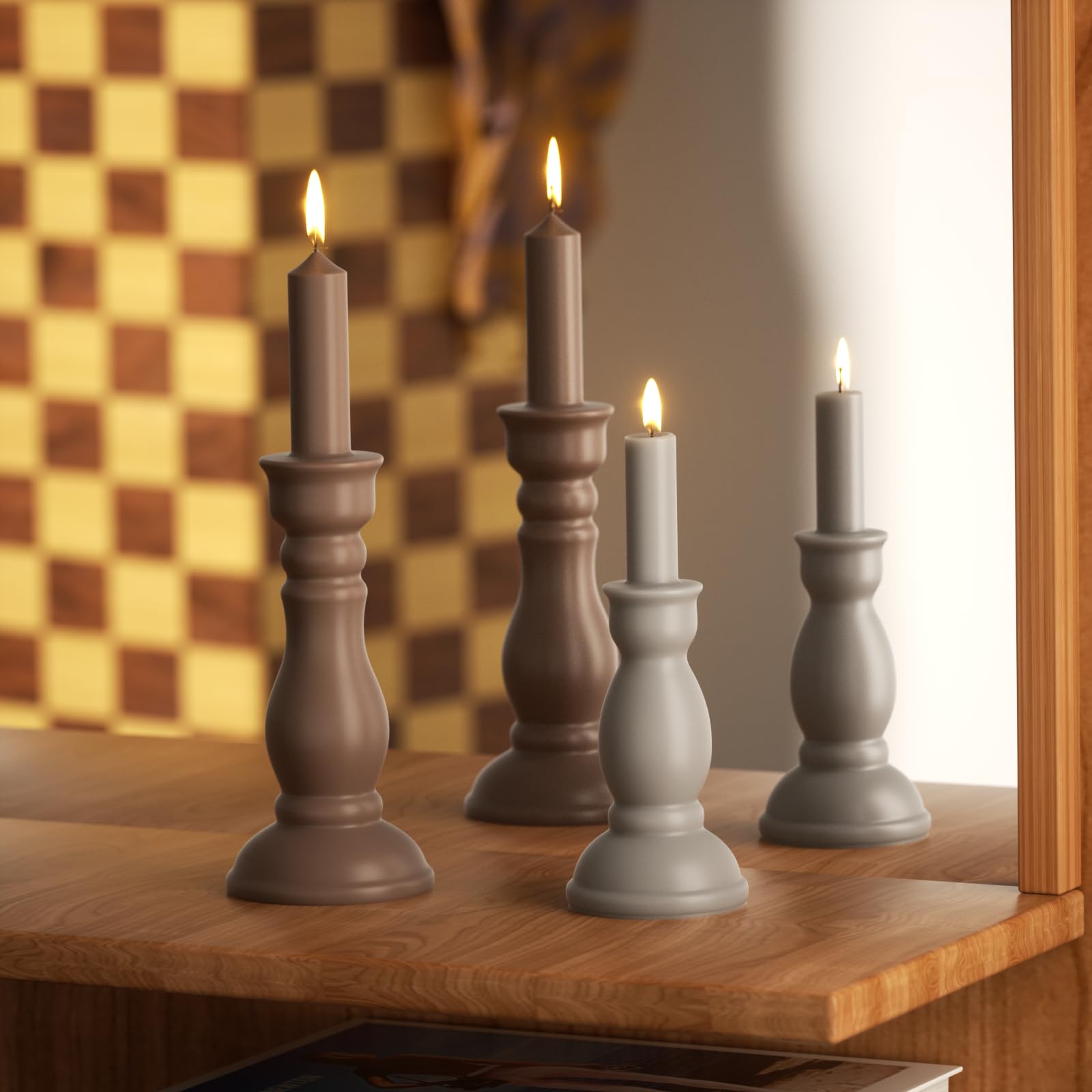 BOOWAN NICOLE Vela Pilar Moldes de Silicona Moldes de Fundición, Geometría Largas Velas Formas Cera para Fundir, Velas Varillas Silicona para Fabricación de Velas Artesanía Adornos (LZ0851)