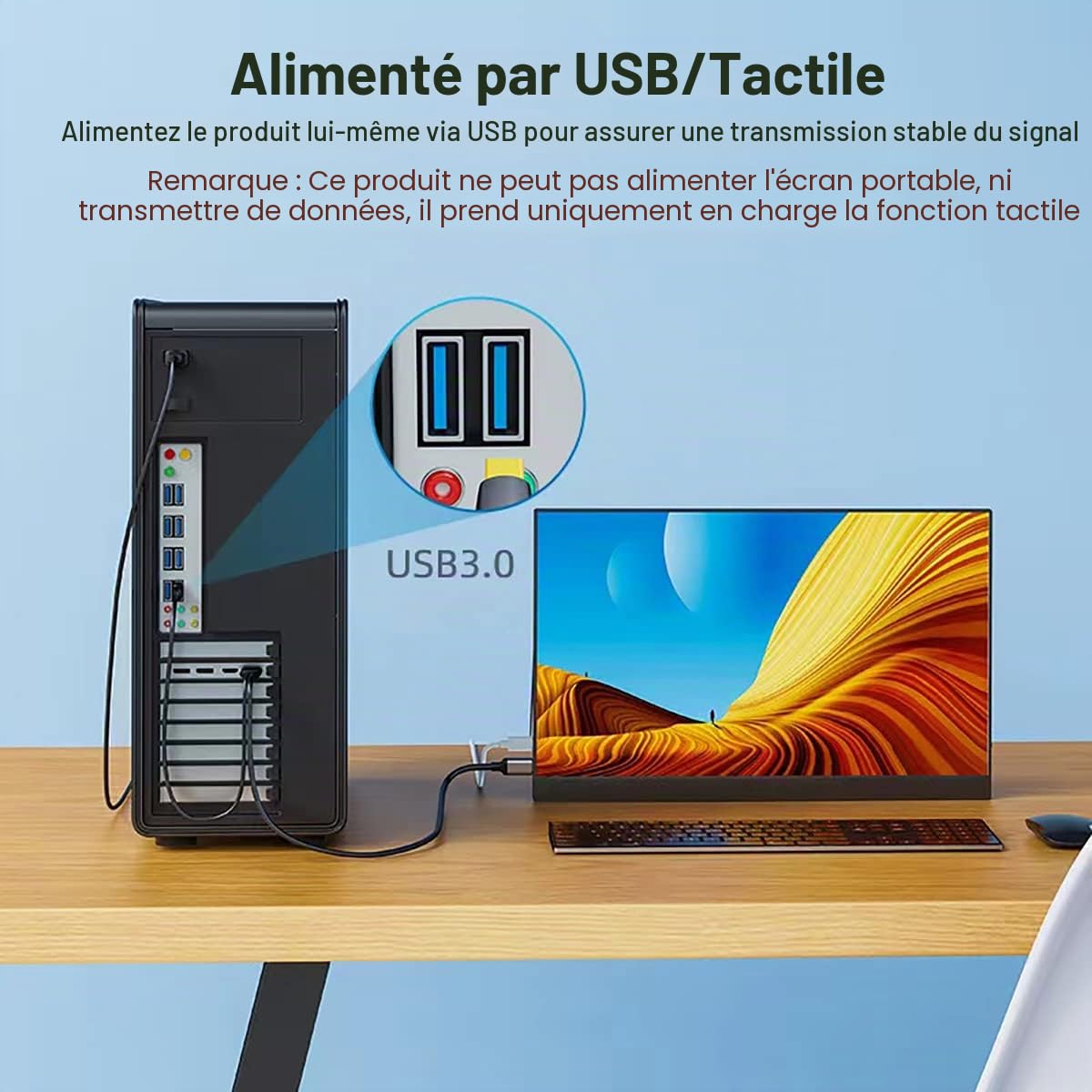 HDMI vers USB C Câble 6.6ft 4K@60Hz avec Alimentation USB, Convertisseur HDMI mâle vers Type C Mâle Compatible Touch pour MacBook Pro, Mac Air, Nreal Air VR