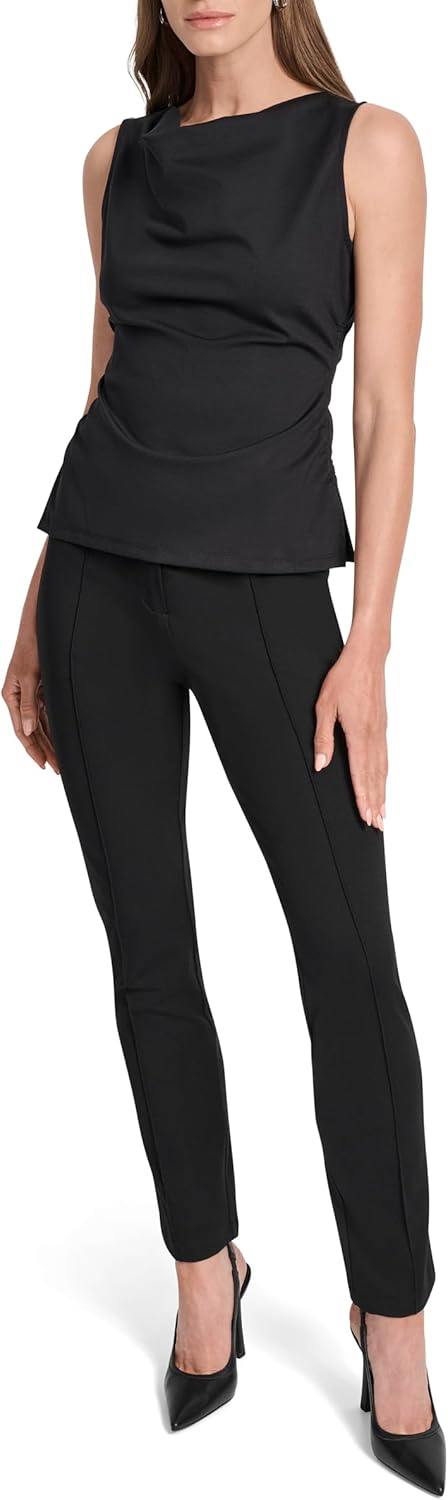 DKNY Womens Sleeveless Asymmetrical Blouse - Image 2