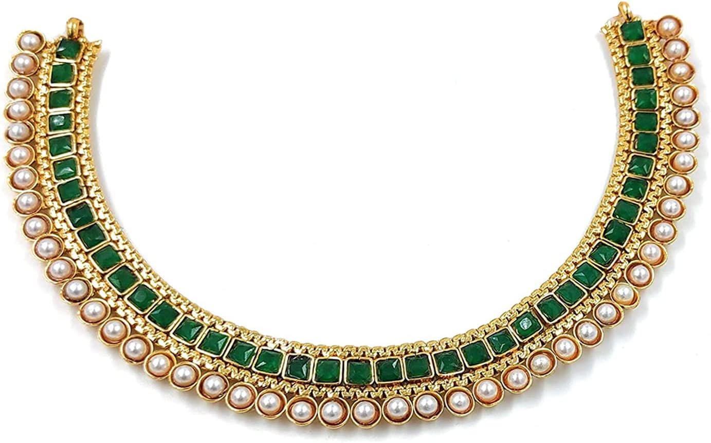 I Jewels Gold Plated Indian Wedding Bollywood Multi Choker Necklace Jewellery Set For Women (MC119-1)