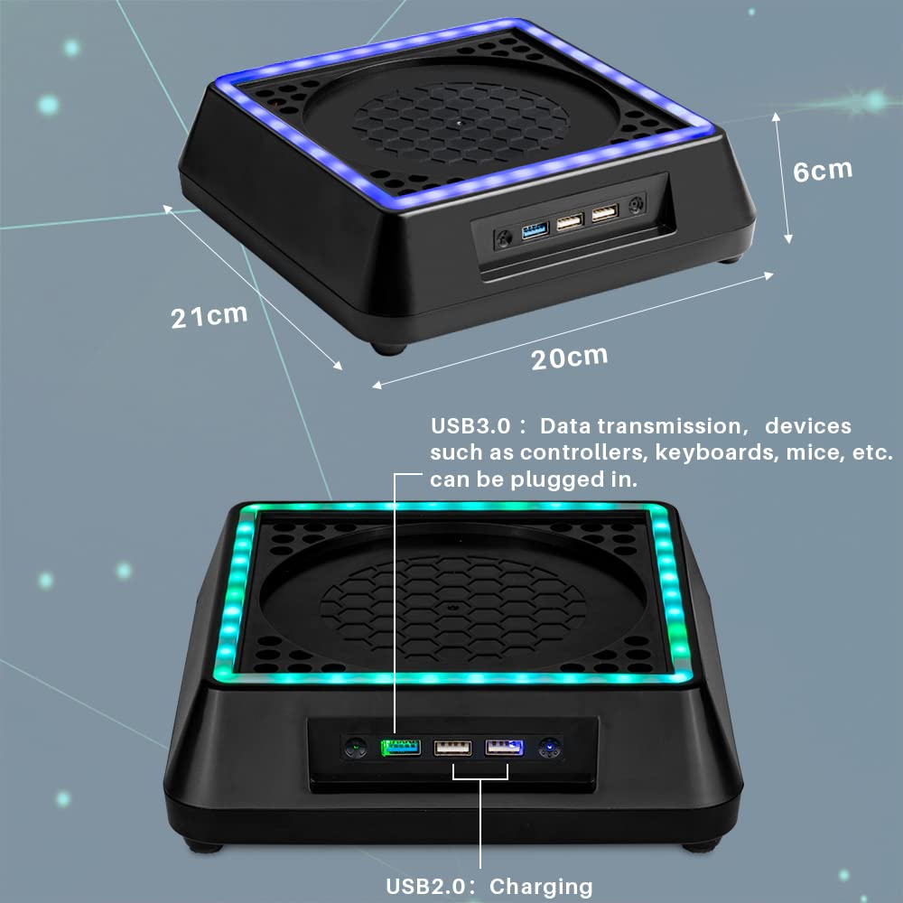Ventilador de refrigeración para Xbox Series X, Xbox Series X Ventilador de refrigeración con 3 niveles de velocidad ajustable, bajo ruido, 3 puertos USB adicionales, estación de refrigeración Xbox