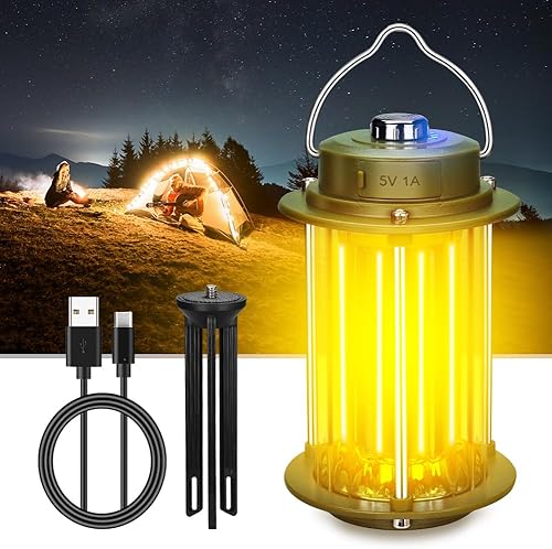Miniatura 9 de Linterna de campamento recargable, 3 modos de luces de campamento regulables, 3200 mA de batería de alta capacidad, linterna de huracán, IPX4