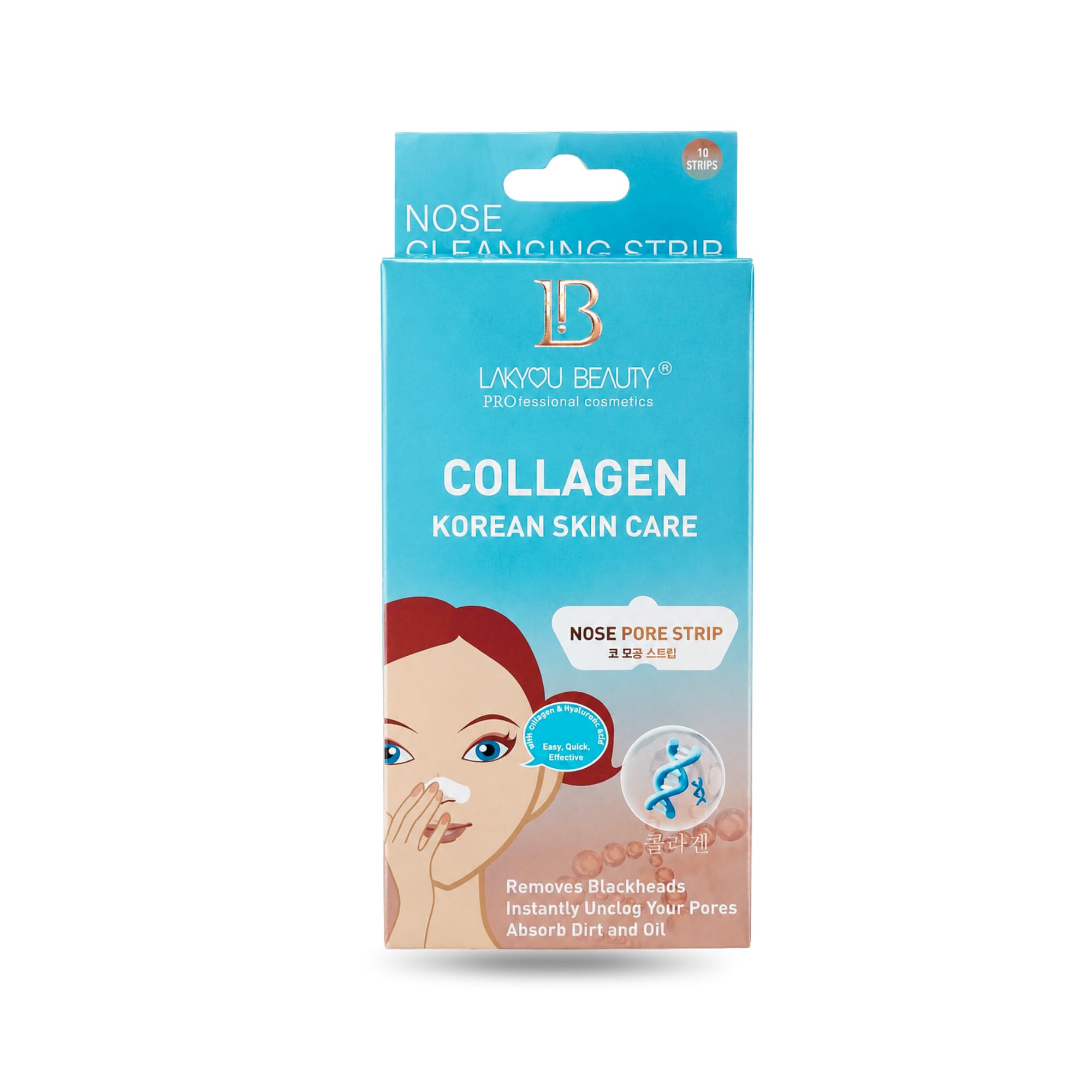 Lakyou Beauty Collagen Nose Pore Strips for Blackhead Removal, 10 Strips-image-33