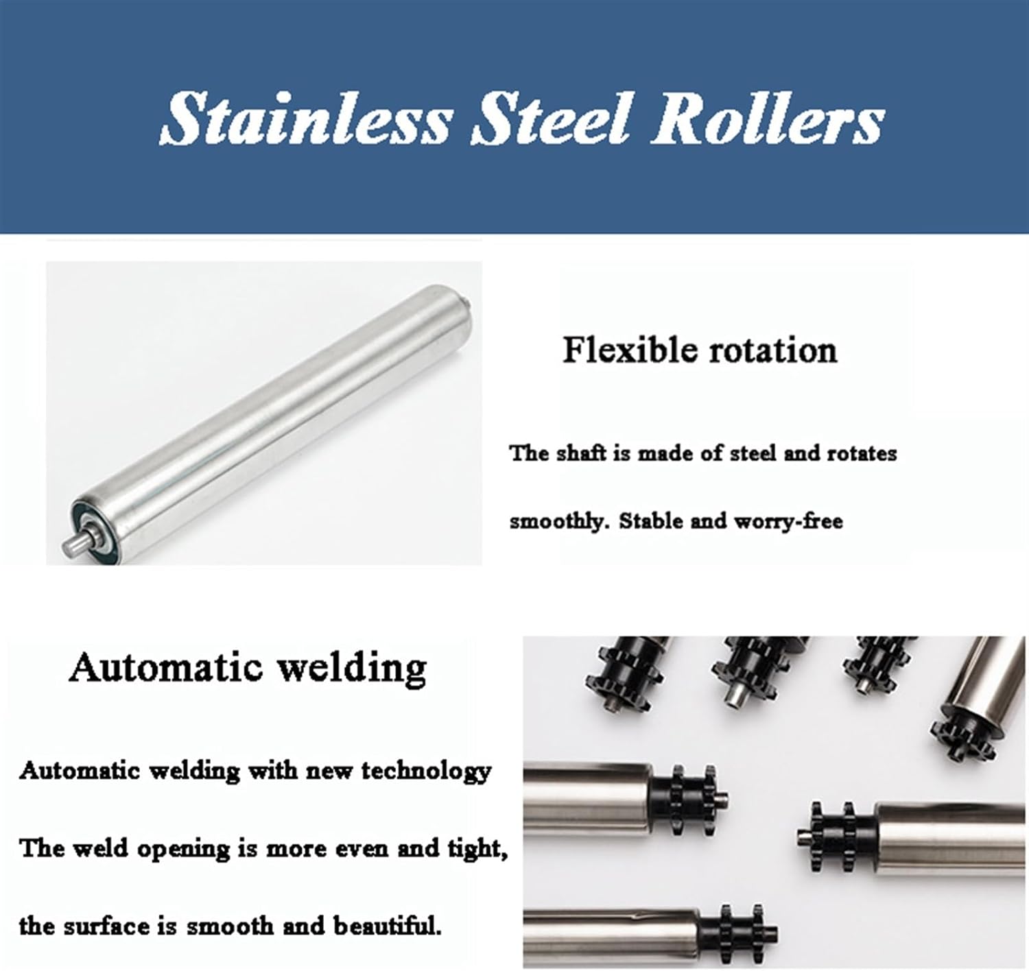 10 Pack Galvanized Steel Conveyor Rollers, Stainless Steel Gravity Rollers for Woodworking, Industrial Transmission Replacement, Various Diameters (D38mm, 800MM/31.5'')