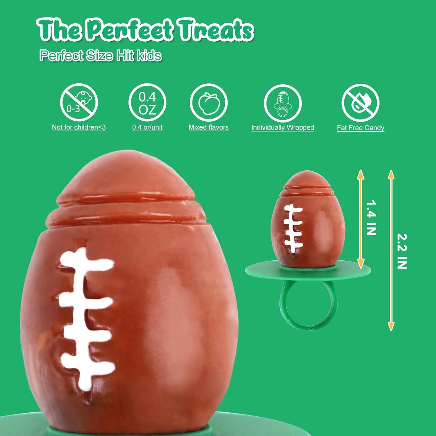 Football Ring Lollipops,Suckers Individually Wrapped Bulk for Birthday Party Candy Favors,Sports Ball Shaped Goodie Bag Fillers,30 Count - Image 2