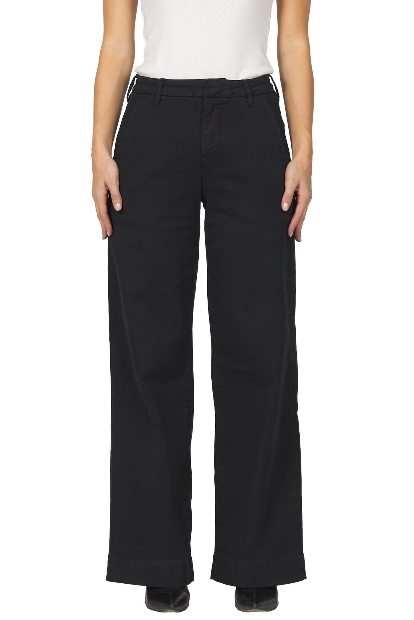 DEAR JOHN Brandy Trouser Pant High Rise Relaxed Straight Leg Clean Hem Comfort Stretch
