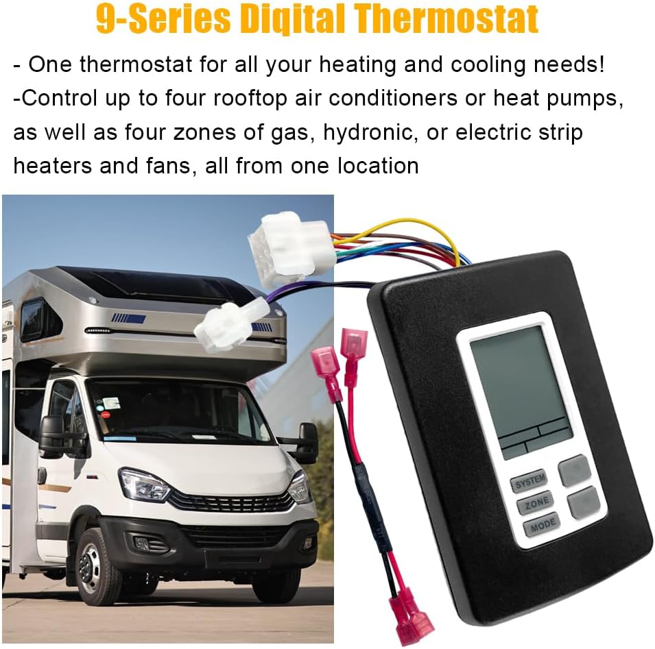9330A3341 Digital Thermostat, Replacement for Coleman Mach 9330-33 Series, 9330-3341 & 9330A3351 Multi Zone RV Thermostat, 12V Wall Mount Hot/Cool Climate Control for RV HVAC System