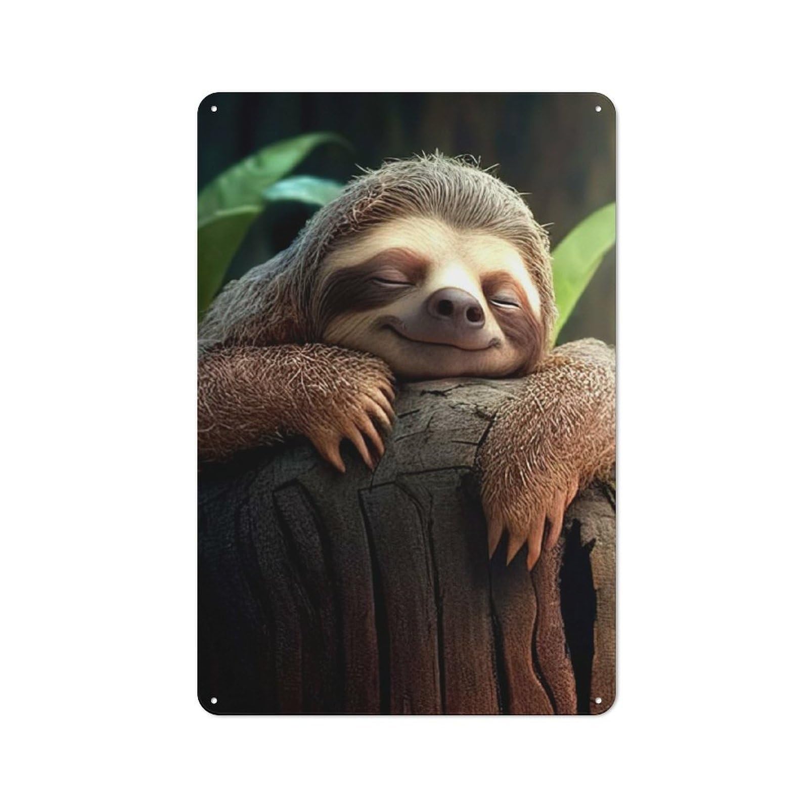 Junmoney Cute Sloth On A Tree Vintage Metal Plaque 30X20cm, Bistro Wall Plaque For Coffee Bar, Kitchen, Bistro Or Tea Corner
