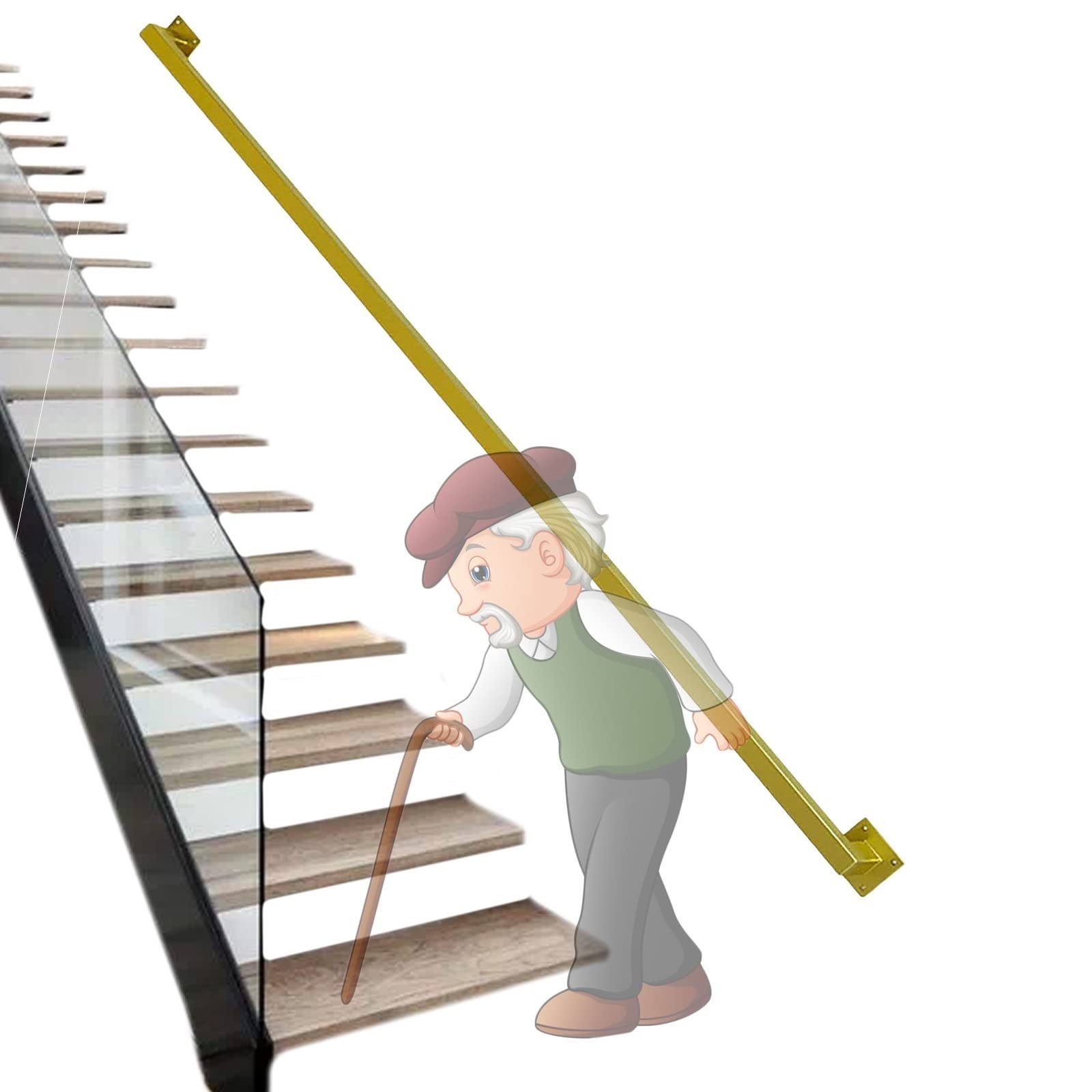 Main courante escalier intérieur métal doré bar d'appui murale 30cm pour loft