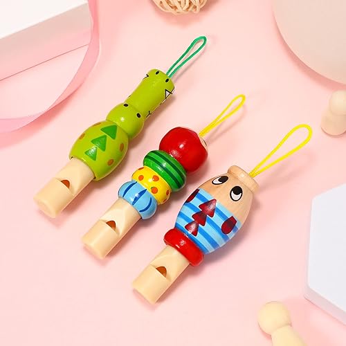 Miniatura 3 de Kisangel Juego de 3 silbatos de madera de animales para bebés y niños, instrumentos musicales, juguetes educativos para el desarrollo, juguetes
