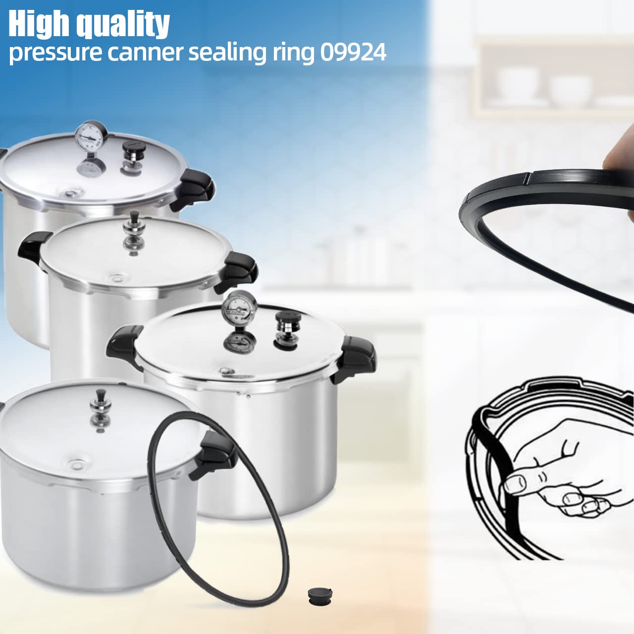 Presto Dichtungsring für Schnellkochtopf, Dichtung und Überdruckstopfen (2 Sets pro Packung) – Teil 09924 passend für verschiedene Presto Modelle mit 6 & 8 Quart Presto, 2 Stück