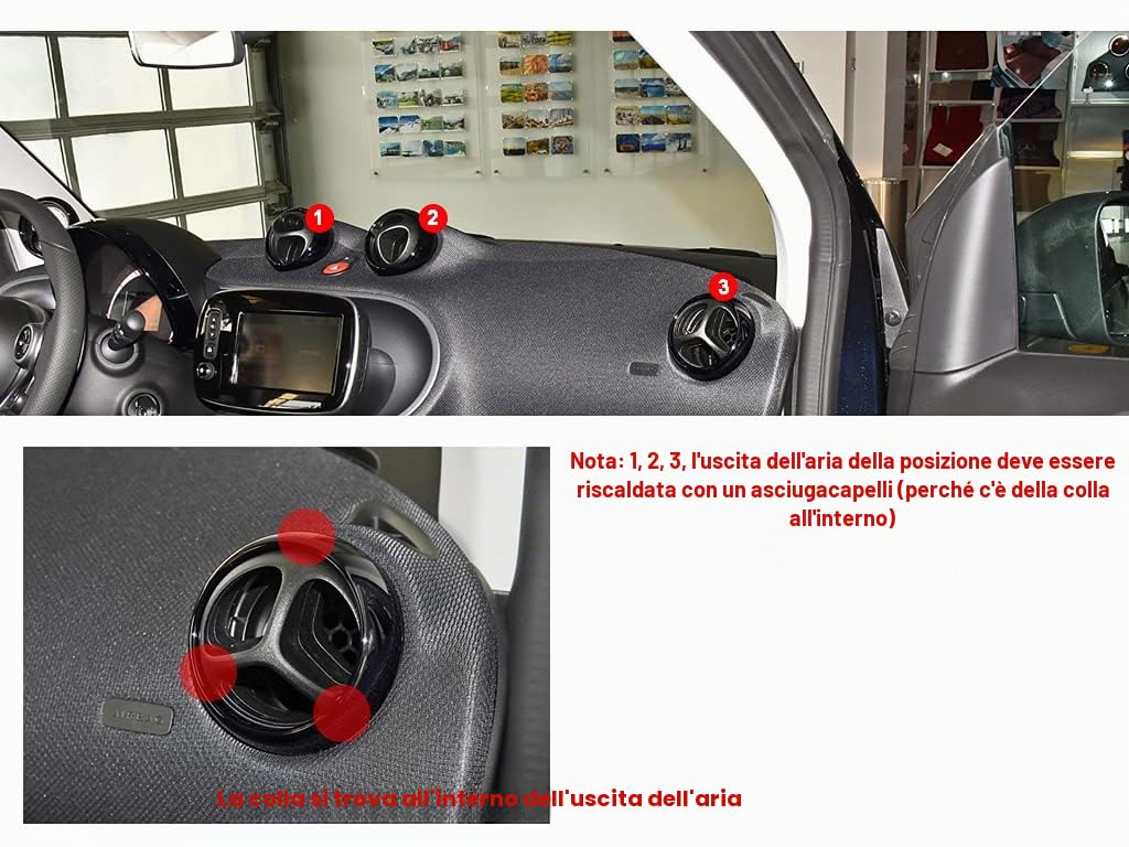 SHIFENG Copertura di scarico per climatizzatore automatico Mercedes Benz Smart 453 Forfour Fortwo Badge Style Modifica accessori interni (stile B)