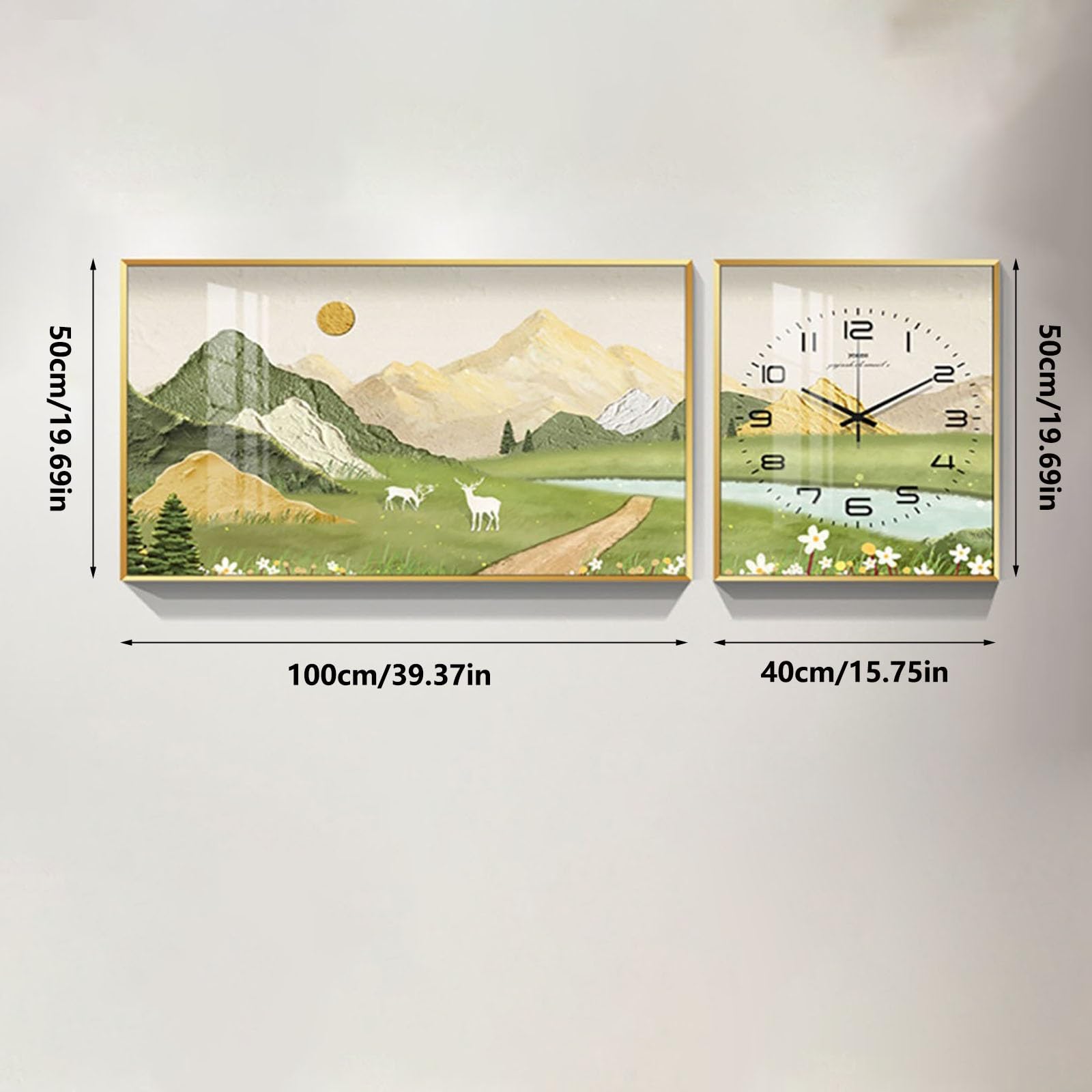 Reloj Cocina Cuadro de Pared Paisaje Comedor con Reloj