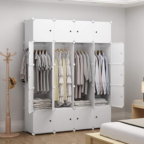 GEORGE&DANIS Armario portátil para armario, cubo de almacenamiento, cubo organizador de estantes, armario para dormitorio (28 x 14 x 56 pulgadas), 2