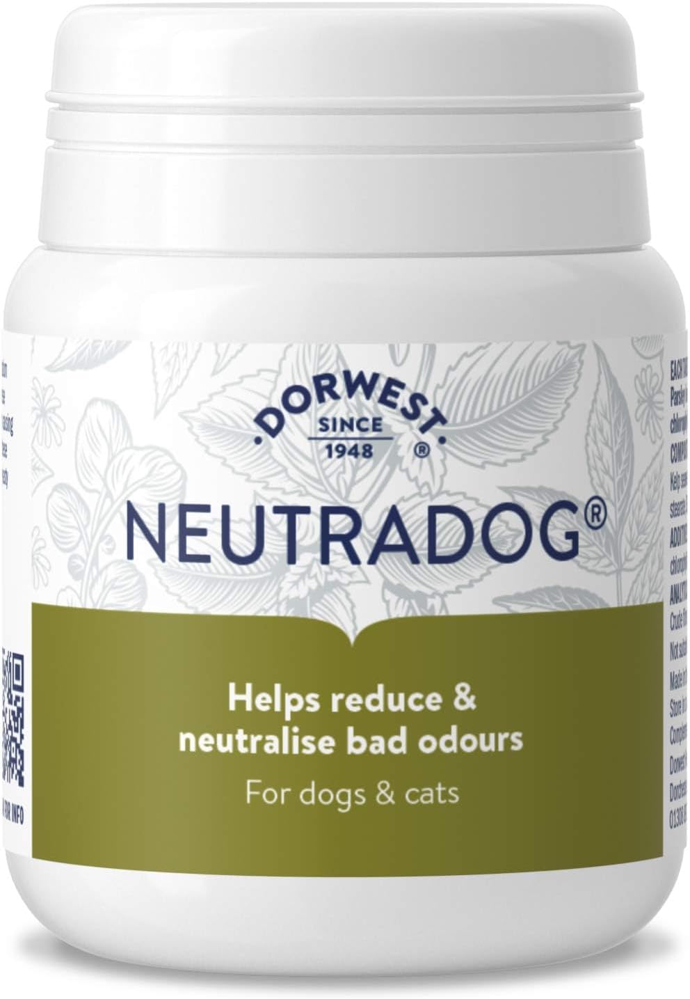 DORWEST HERBS Dorwest Neutradog Tablets For Dogs And Cats, 100 Tablets, Odour Absorbing Supplements for Dogs and Cats – For Neutralising Smells via Natural Removal, Green