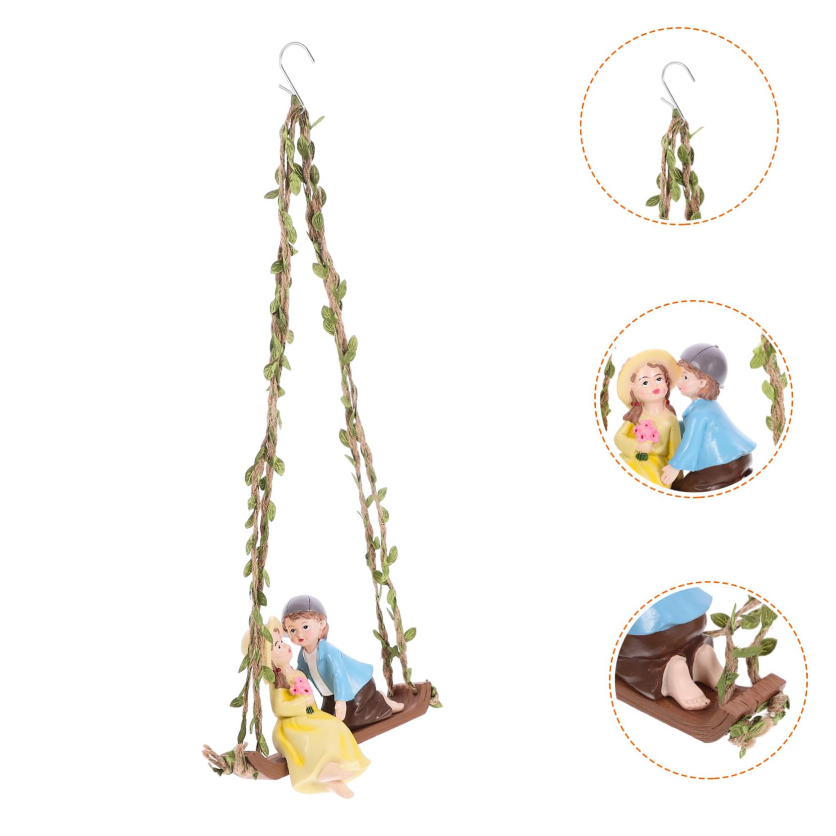 Toyvian 2 Stück Gartenfigur mit Schaukel Resin Miniatur Deko für Garten und Terrasse Romantische Hanging Swing Statue für zur Einweihung für Gartenliebhaber