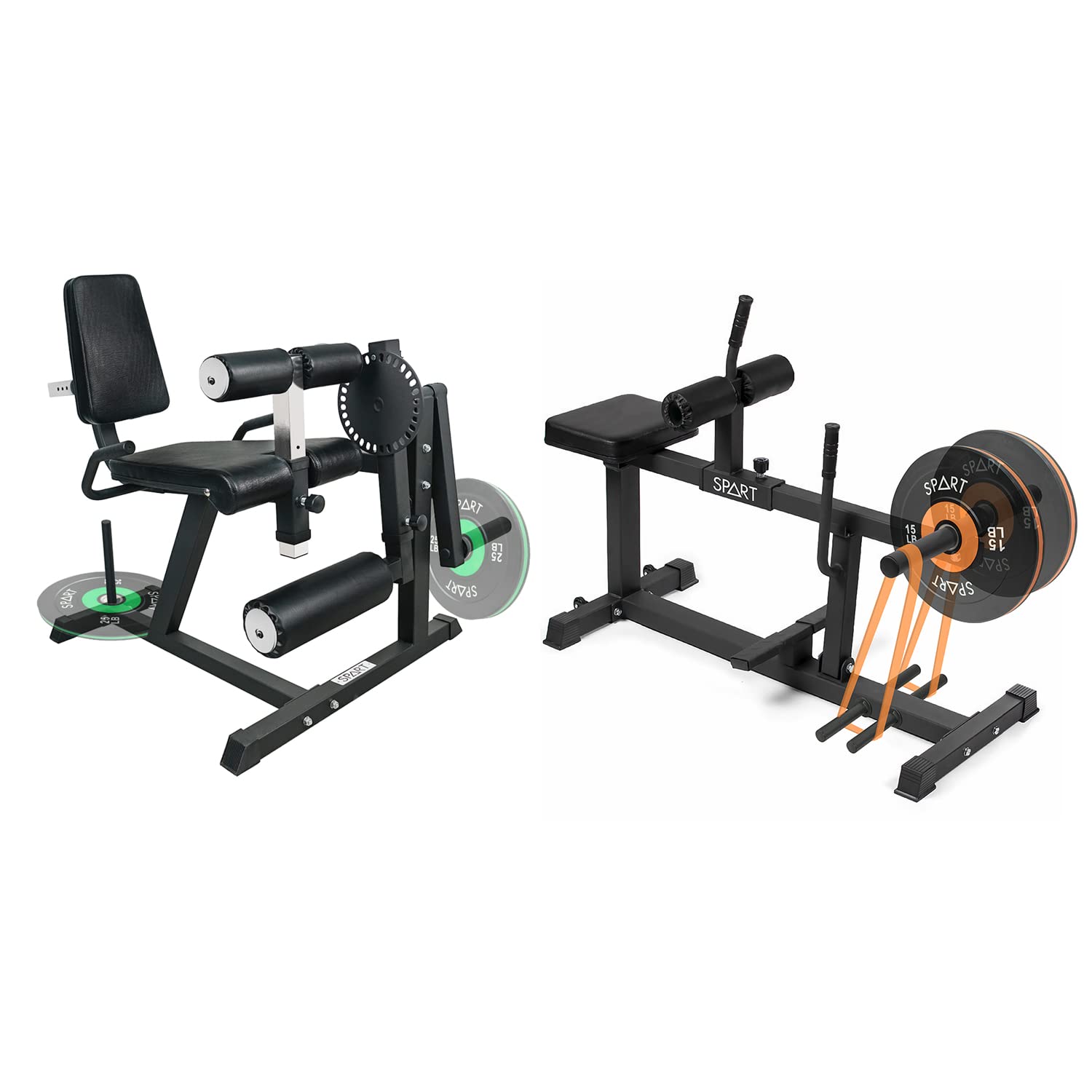 SPART Leg Extension Leg Curl Machine with Seated Calf Raise Machine Combo, Adjustable Plate Loaded Lower Body Special Leg Machine, 660LB Rated Home Gym Leg Press Workout Equipment