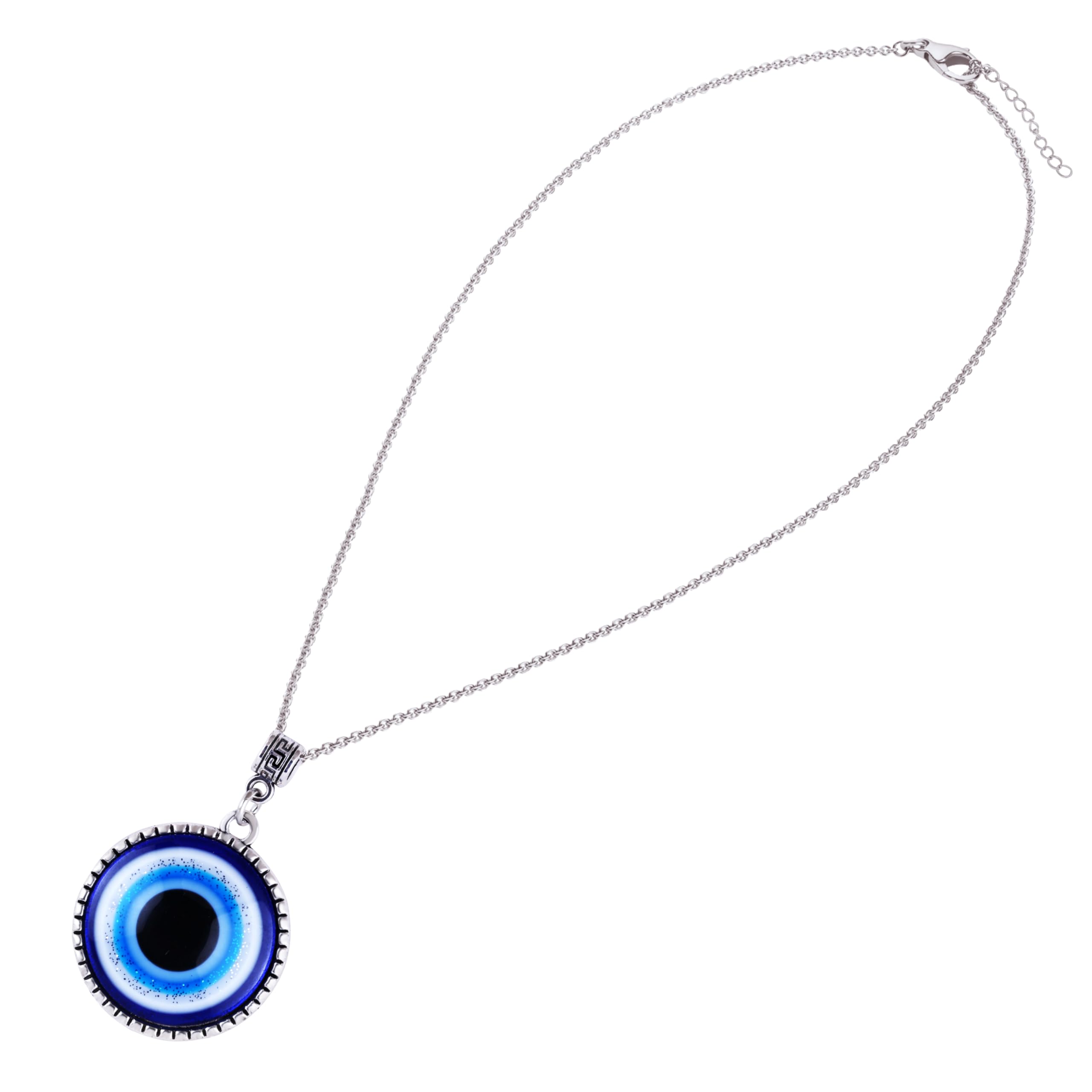 MIAMI Evil eye Chain Pendant for Men Black Silver Necklace for Boys Mens boyfriend gents Boy girls Women Unisex Stainless Steel platinum Chains Locket Valentine Titanium Stylish Pendant-M412 2