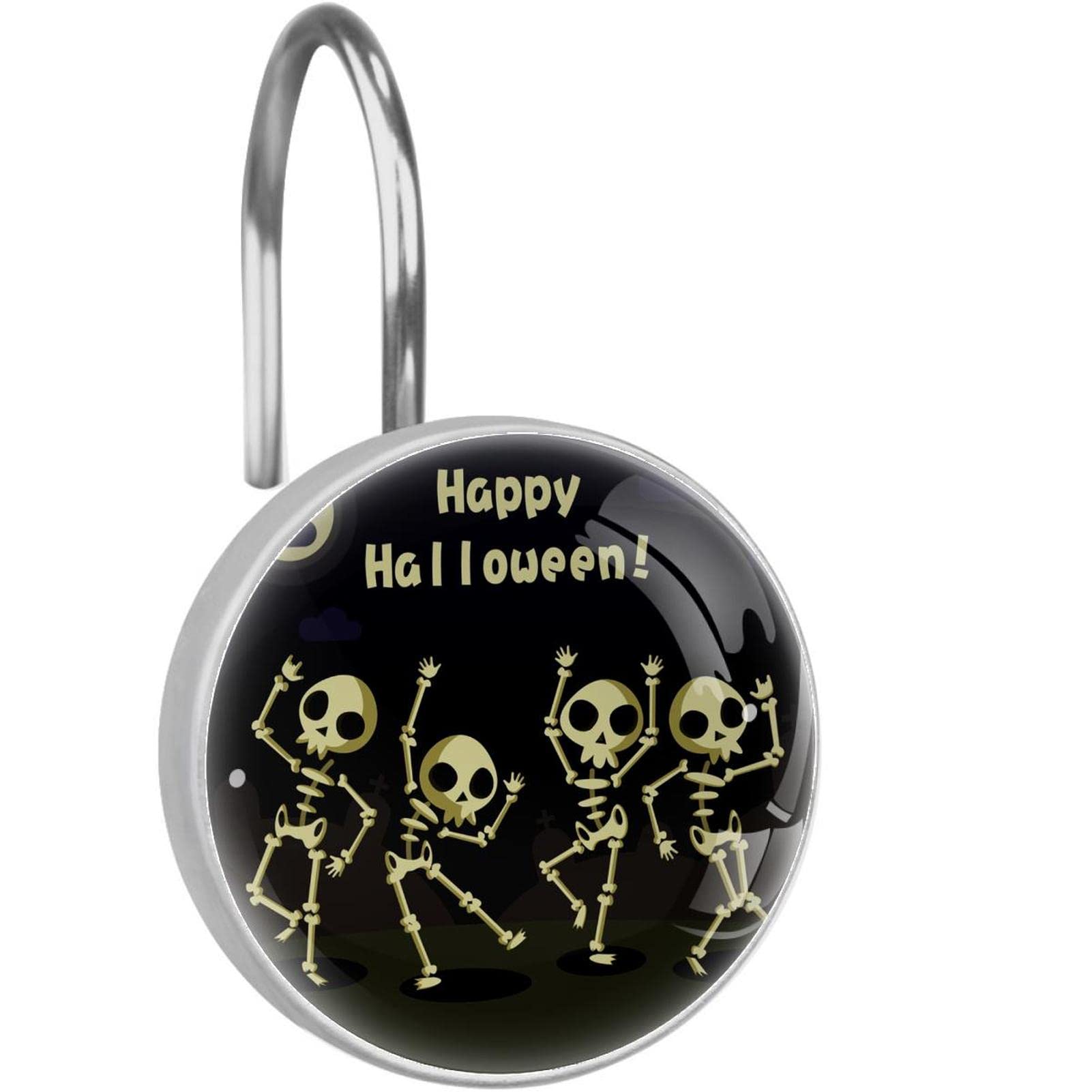 Crochets pour rideau de douche Halloween lot de 12 anneaux squelette